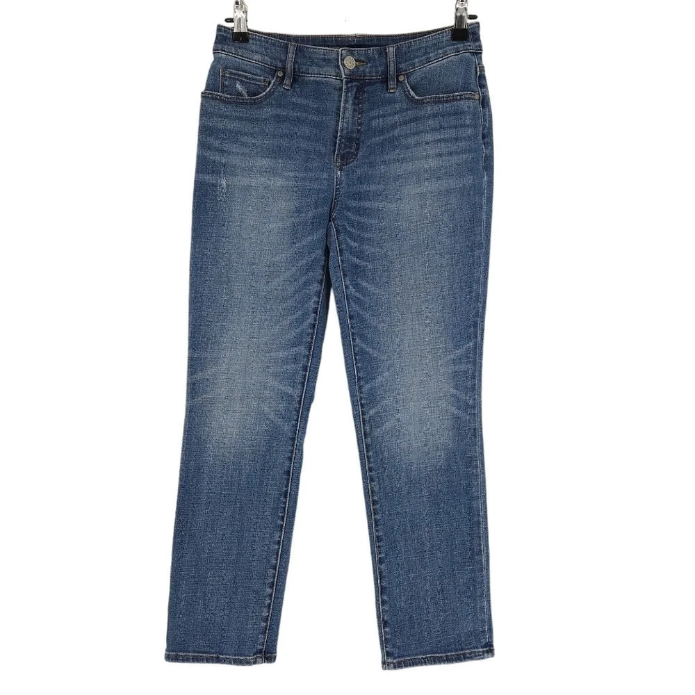 Chicos So Slimming Girlfriend Slim Cropped Jeans Mid Rise Medium Wash Denim
